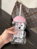 Pink Starbies Glass Bear Cup