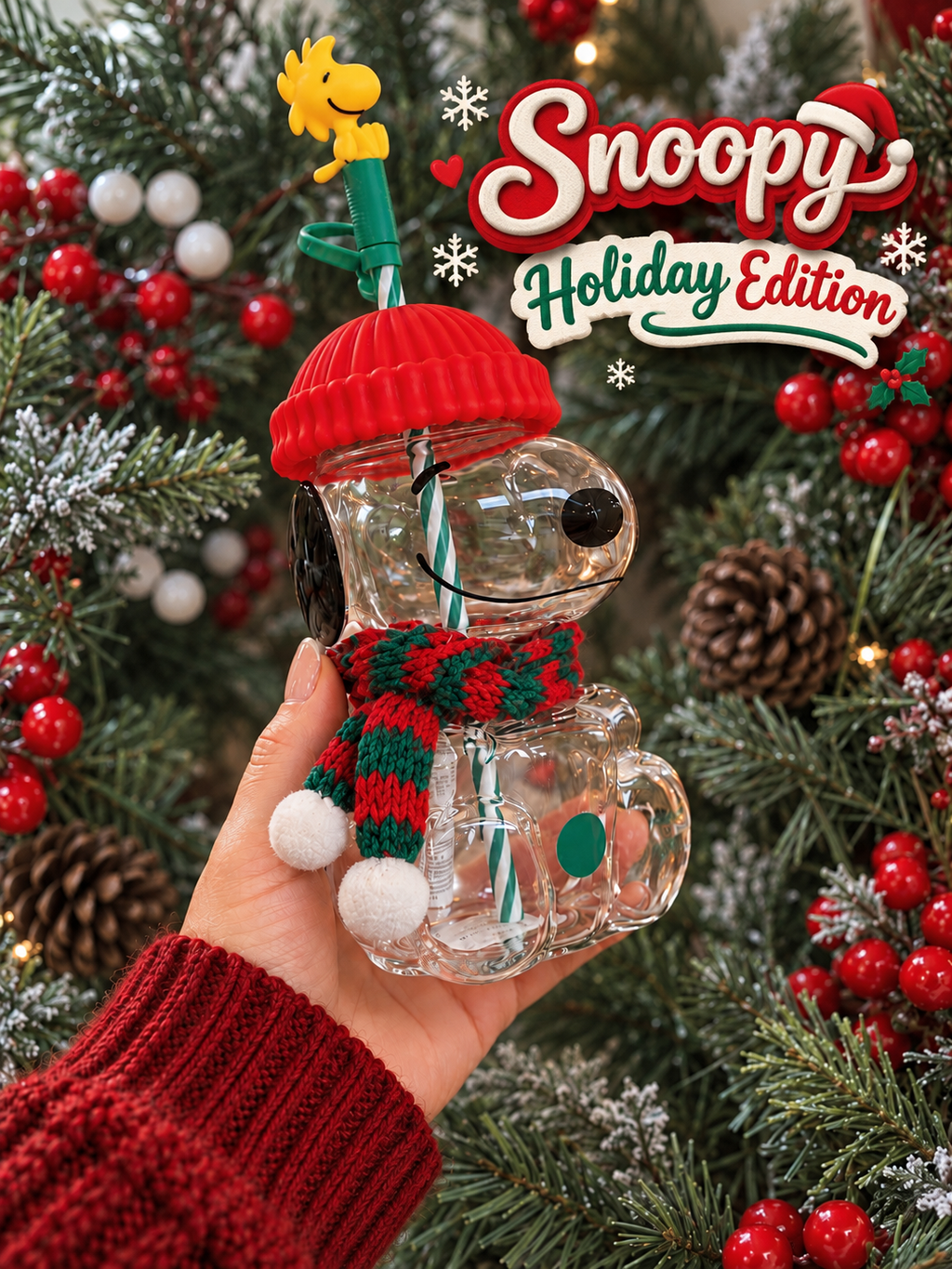 Holiday Snoopy x Starbies Glass Cup (Pre-Order)