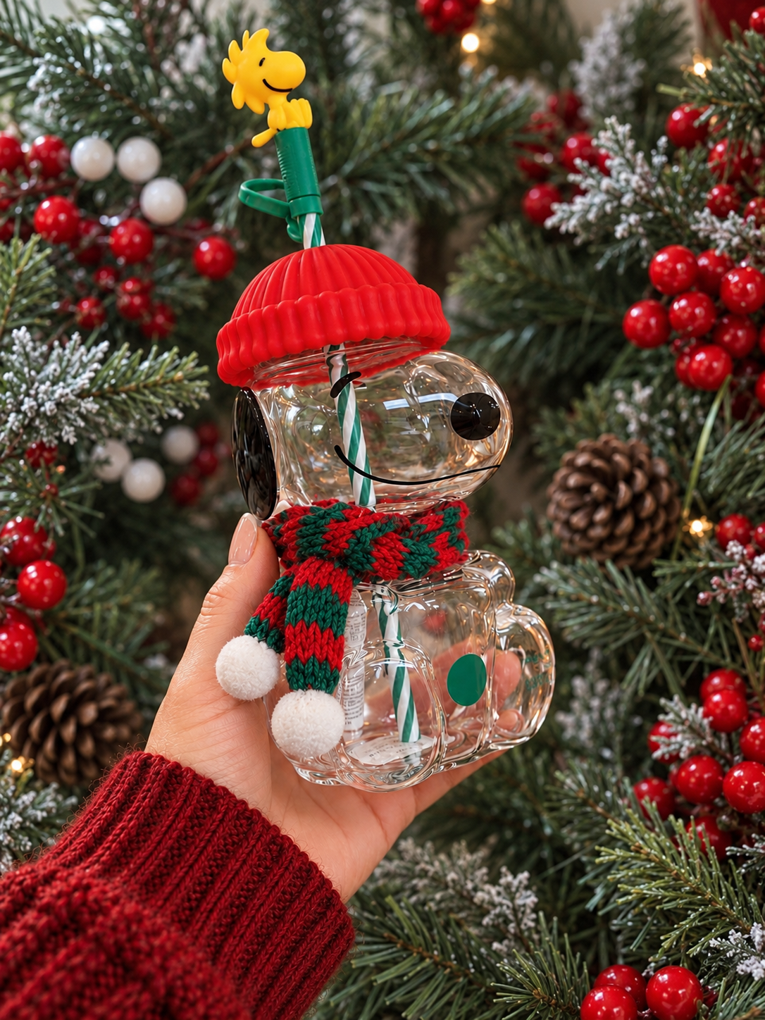 Holiday Snoopy x Starbies Glass Cup (Pre-Order)