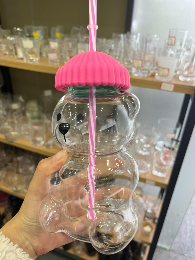 Glass Bear Cup - Hot Pink