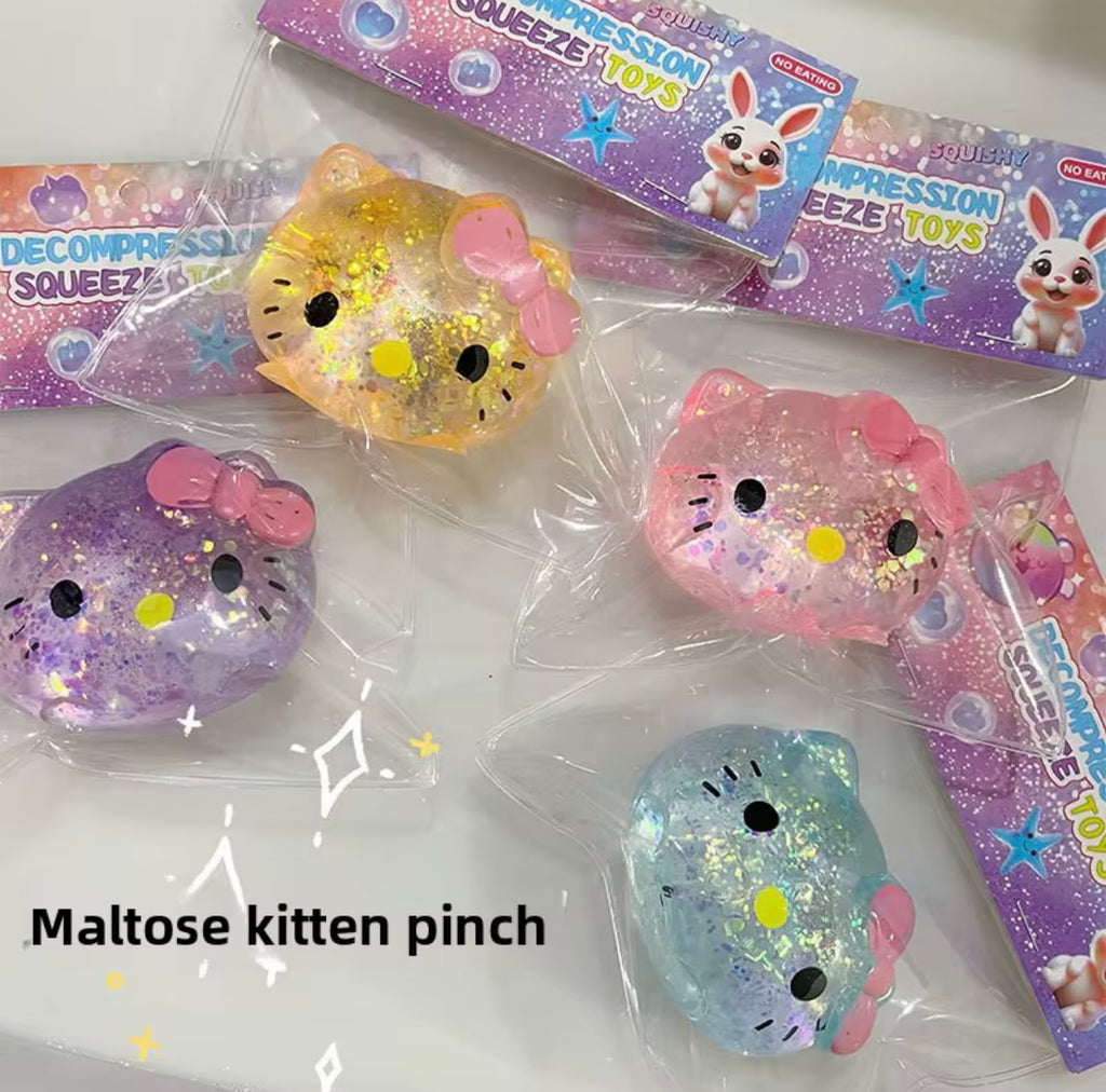 Hello Kitty Glitter Head Squishy (In Stock)
