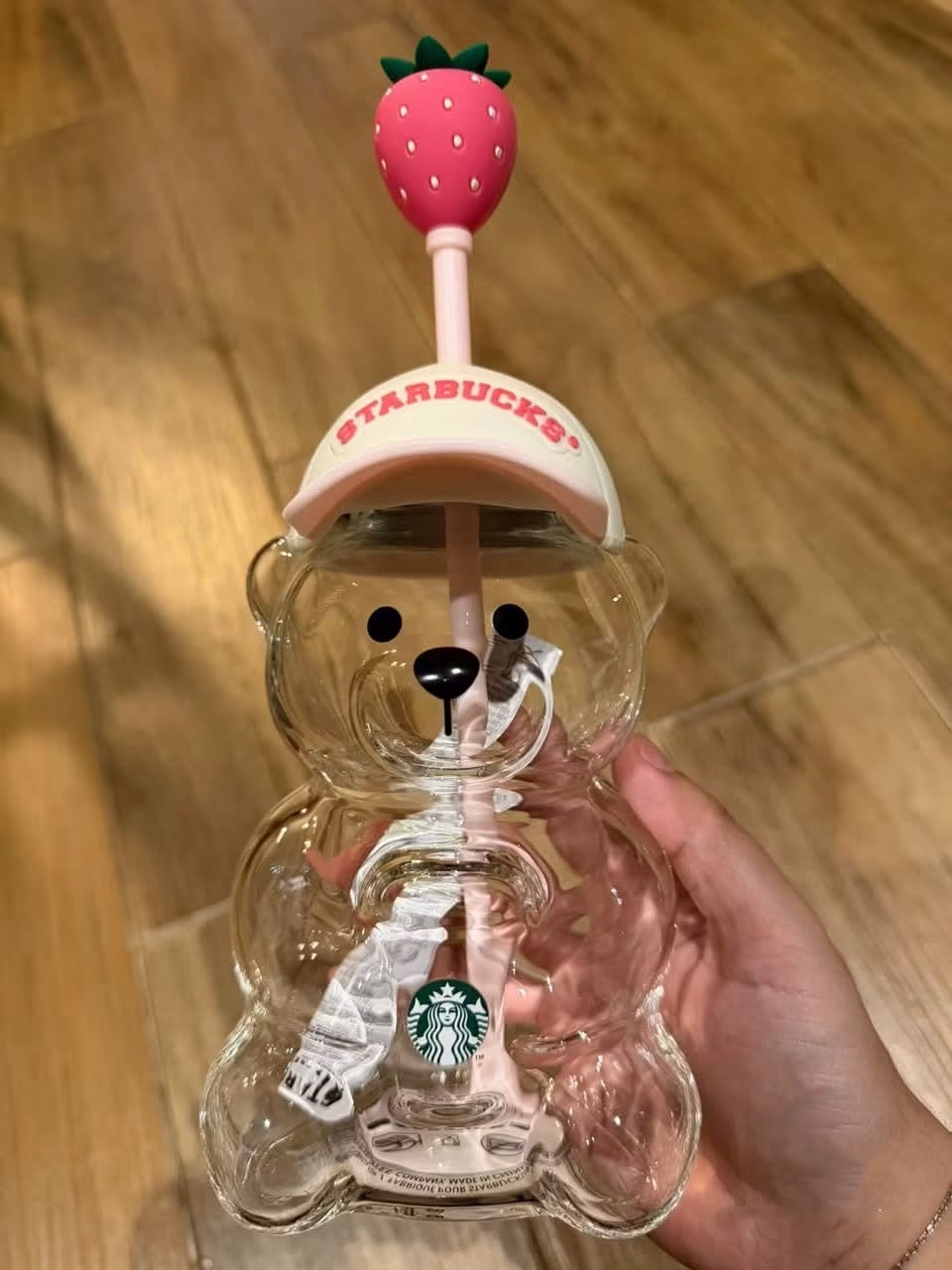 Starbies Strawberry Glass Bear Cup